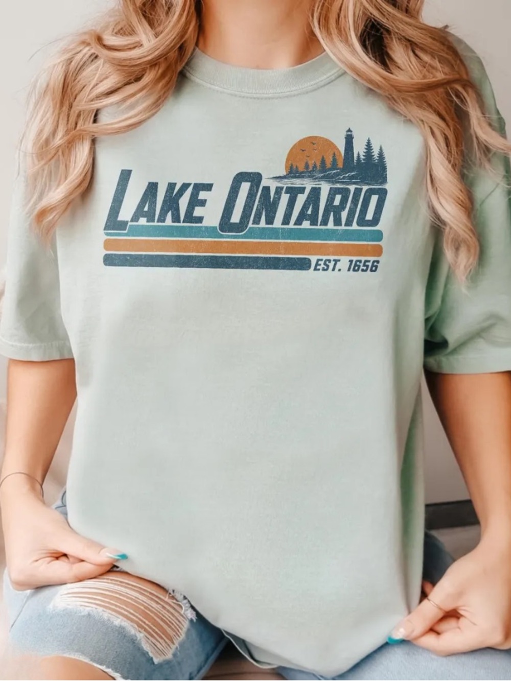 Lake Ontario Great Lakes Comfort Color Bay Tee Gulf of Mexico Subtle T-Shirt